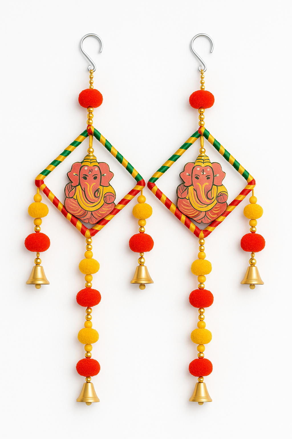 Handmade Blue Lotus & Golden Bead Toran for Door Décor set of 2