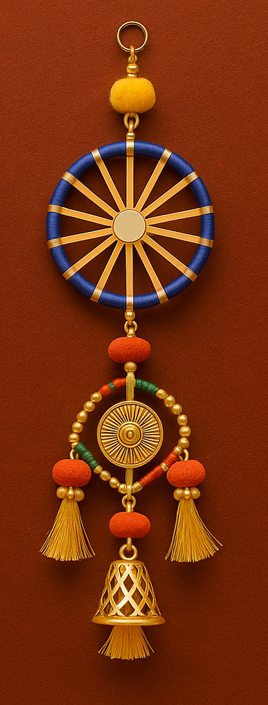 Handmade Multicolor Thread and Bead Toran | Traditional Wall & Door Hanging Decoration with Golden Tassels and Bell