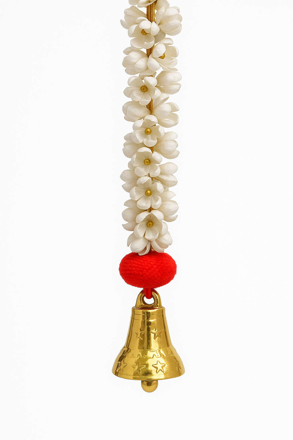 Handmade Red-Yellow Toran with Pearls and Golden Bells Set of 2