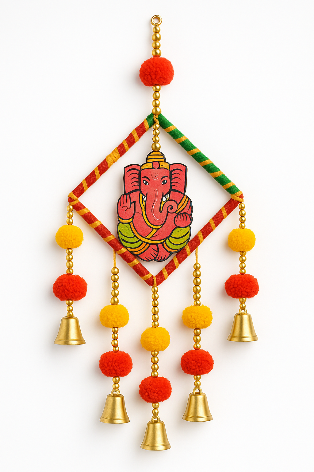 Handmade Blue Lotus & Golden Bead Toran for Door Décor set of 2